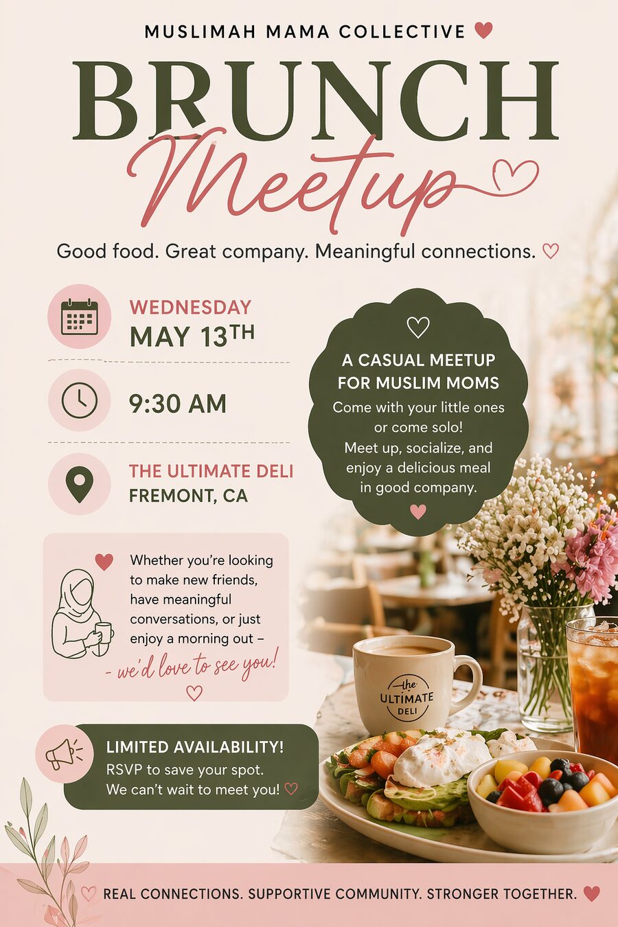 Brunch Meetup flyer — Wednesday, May 13th at The Ultimate Deli, Fremont, CA