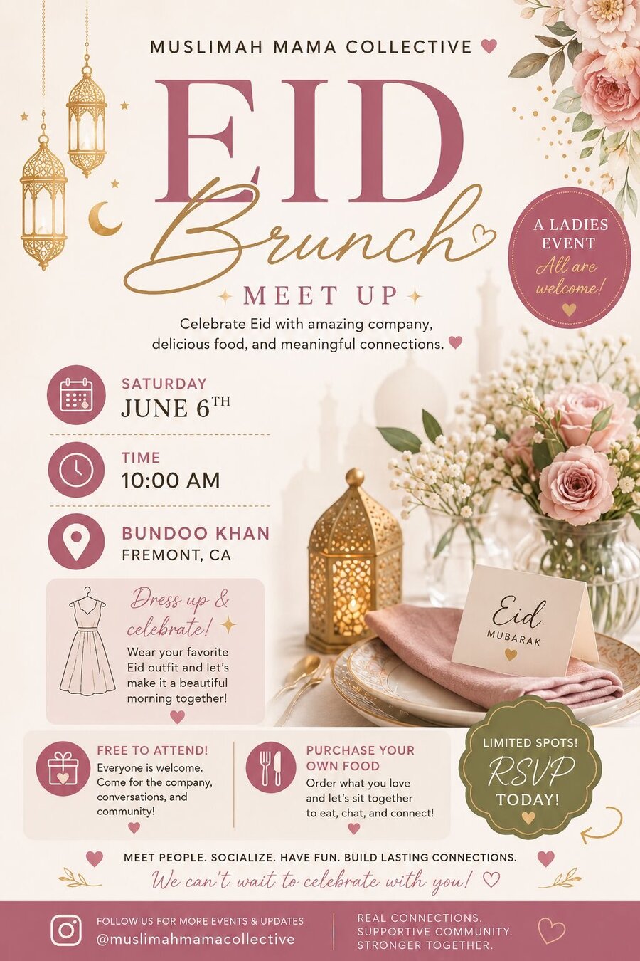 Eid Brunch Meetup flyer — Saturday, June 6th at Bundoo Khan, Fremont, CA